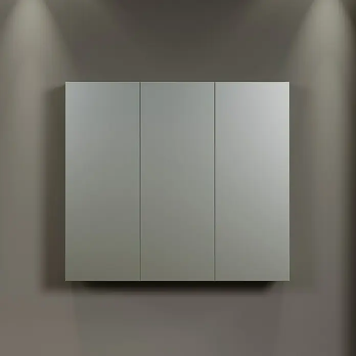 Trendteam Niklas Spiegelschrank - B x H: 90 x 80 cm, Kashmir - Schlichtes, graues dreitüriges Spiegelschrank-Design. Ideal für moderne Badezimmer und bietet praktischen Stauraum.