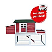 Kleintierstall (L x B x H: 168 x 66 x 103 cm, Ausstattung: 2 Nistplätze, Rot/Weiß) | BAUHAUS