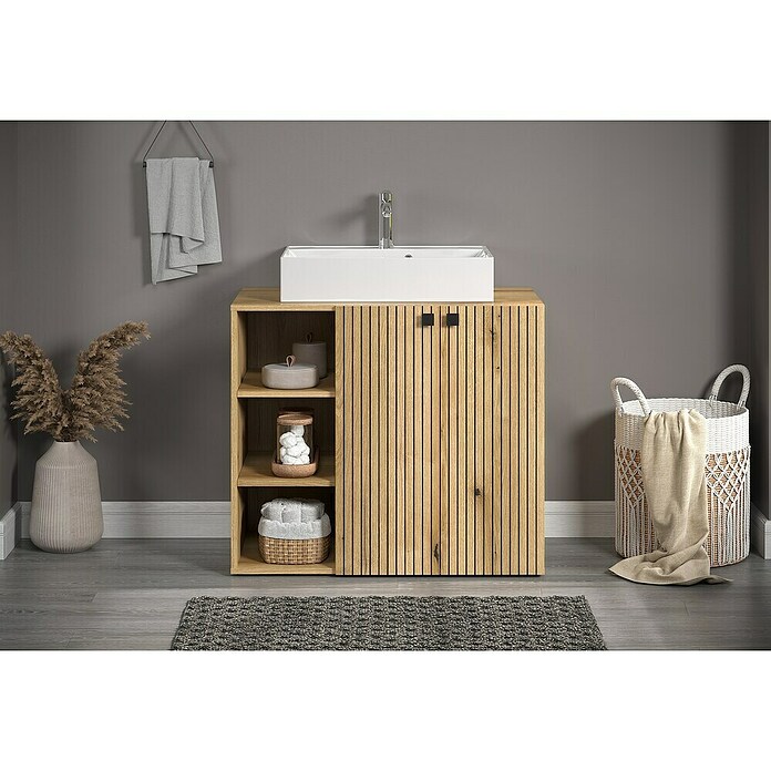 Trendteam Niklas Badmöbel-Set (90 cm, Evoke Eiche, Strukturiert, Breite Waschbecken: 60 cm) | BAUHAUS