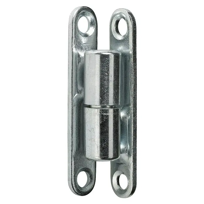 Hettich Türband Renovierband - Ø x L: 13 x 70 mm, Traglast: 30 kg, Verzinkt, Silber - Nahaufnahme eines silbernen Türbandes mit sichtbaren Schraubenlöchern und einem zylindrischen Mittelteil für die Drehbewegung.