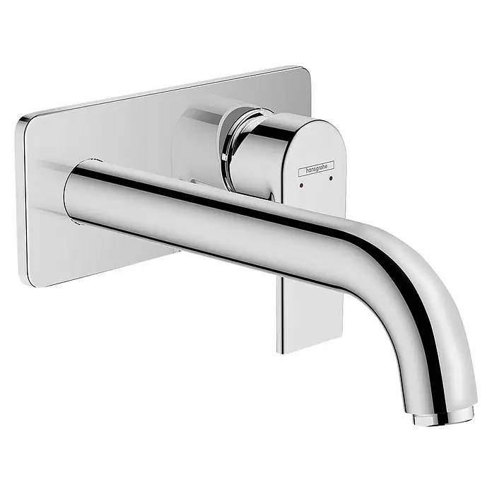 Hansgrohe Vernis Shape Waschtischarmatur - Chrom, Glänzend, Ausladung Armatur: 21,9 cm - Nahaufnahme einer eleganten Hansgrohe Waschtischarmatur mit Chromoberfläche, die modernes Design und Funktionalität vereint.