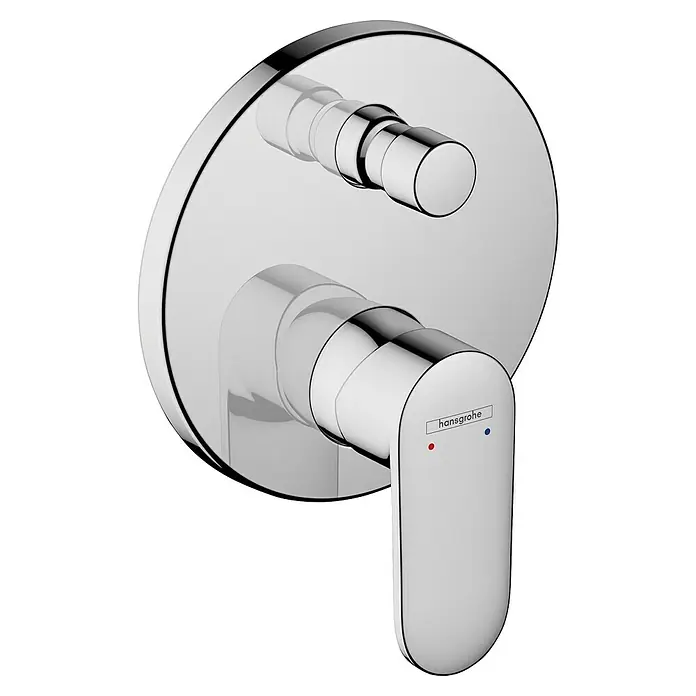 Hansgrohe Vernis Blend Badewannenarmatur - Chrom - Glänzende Hansgrohe Armatur zur Temperaturregulierung mit Hebel und runder Blende für stilvolle Badezimmer.