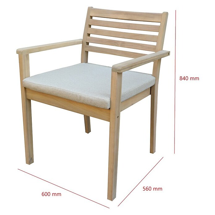 Sunfun Vrtni stol Brindisi  (Do x Š x V: 60 x 56 x 84 cm, Natur, Akacijev les) | 8241 - Stühle Holz | ICAB - Sommermöbel Stühle | ICA - Sommermöbel | IC - Freizeit im Garten | I - Stadtgarten | BAUHAUS