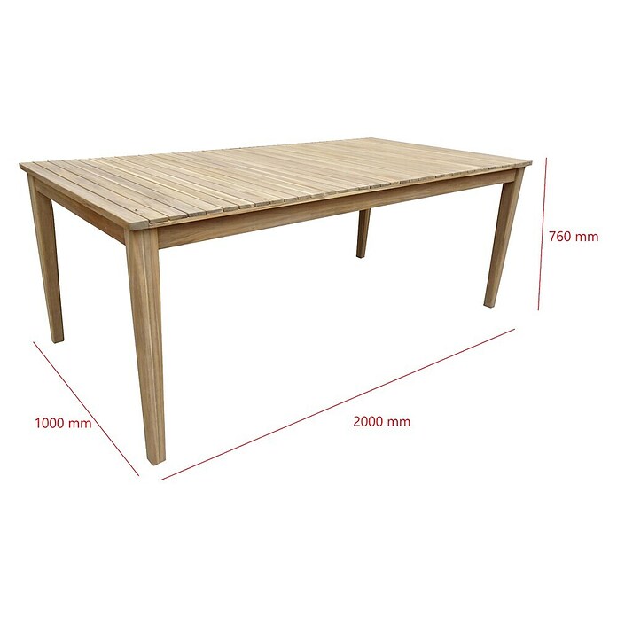 Sunfun Mesa de jardín Nour (L x An x Al: 200 x 100 x 76 cm, Madera de acacia, Natural) | BAUHAUS