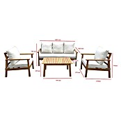 Sunfun Conjunto de muebles Aroa (4 pzs., Madera de acacia, Marrón/Gris) | BAUHAUS