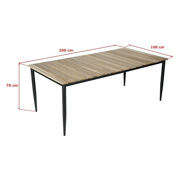 Sunfun Mesa de jardín Greta (L x An x Al: 200 x 100 x 75 cm, Acero/Teca, Antracita/Natural) | BAUHAUS