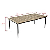 Sunfun Mesa de jardín Greta (L x An x Al: 200 x 100 x 75 cm, Acero/Teca, Antracita/Natural) | BAUHAUS