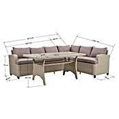 Sunfun Conjunto de muebles Namsted (3 pzs., Ratán sintético/Acero, Beige) | BAUHAUS