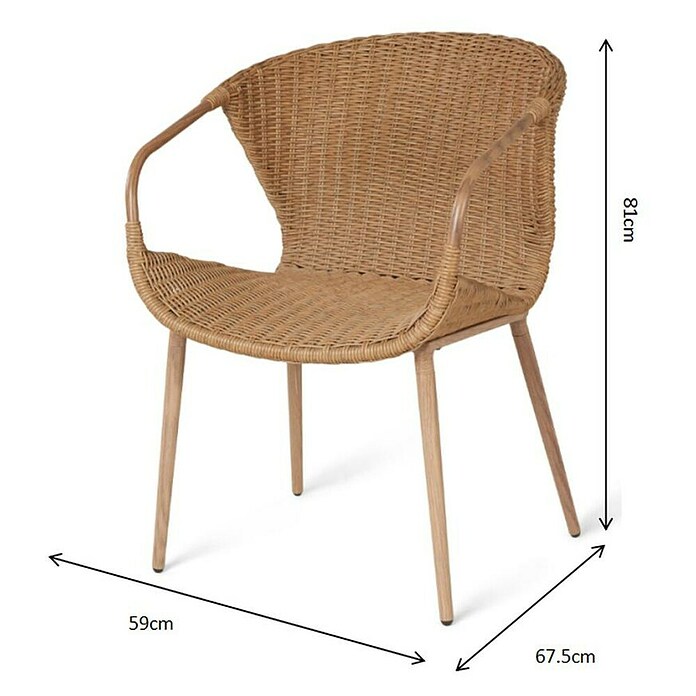 Sunfun Silla de jardín Jaanvi (L x An x Al: 56 x 67,5 x 81 cm, Natural, Ratán sintético/Acero) | BAUHAUS