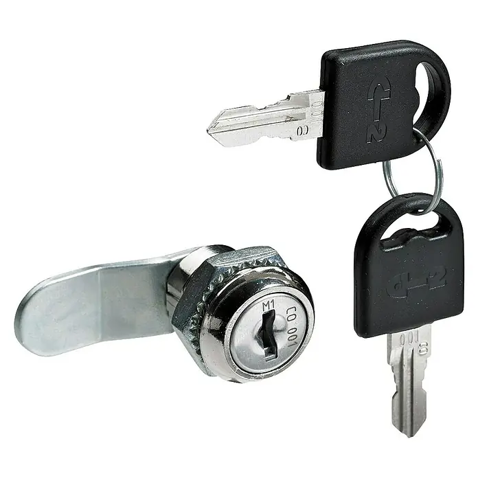 Hettich Briefkasten-Set - Silber, Stahl - Metallisches Hebelschloss mit zwei Schlüsseln und schwarzen Kunststoffköpfen.