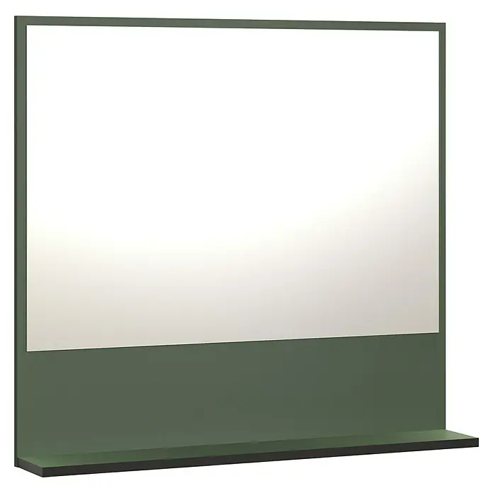 Trendteam Niklas Ablagespiegel - 80 x 14 x 74 cm, Grün - Präsentationsständer mit großer weißer Tafel, dunkelgrünem Rahmen und schwarzer Ablage.
