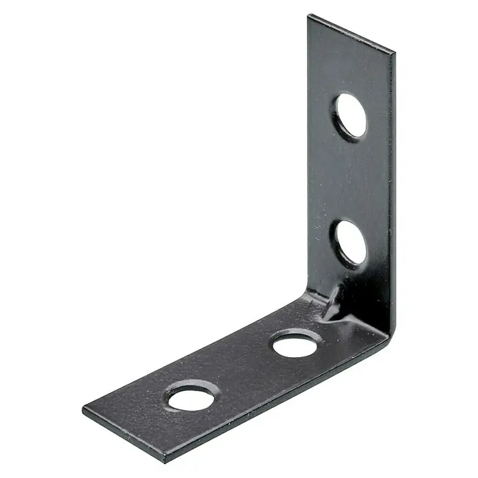 Hettich Stuhlwinkel - L x B x H: 40 x 40 x 16 mm, Stahl, Gunmetal - Winkelverbinder aus Metall mit Löchern für Schrauben zur Befestigung, ideal für Holzkonstruktionen und Möbelbau.