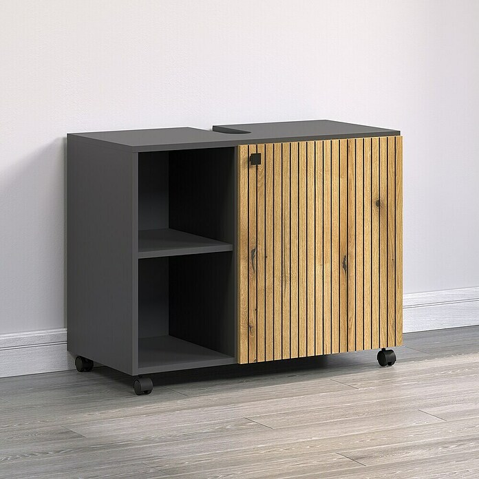 Trendteam Niklas Waschtischunterschrank (B x T x H: 80 x 42 x 64 cm, Evoke Eiche/Anthrazit, Strukturiert) | BAUHAUS