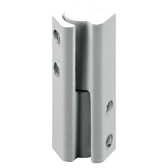Hettich Türband - L x B x H: 40 x 40 x 10 mm, Stahl - Graues Metallscharnierteil mit Befestigungslöchern.