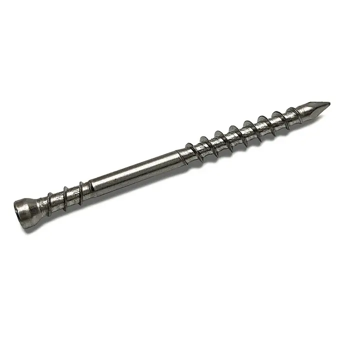 Fast Terrassenschraube - Ø x L: 4,8 x 60 mm, Edelstahl rostfrei A4, 1.000 Stk. - Silberne Metallschraube mit spitzer Spitze und Teilgewinde.