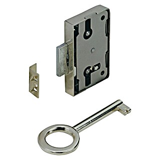 Hettich Aufschraub-Riegelschloss (Dornmaß: 30 mm, Silber, Vernickelt)