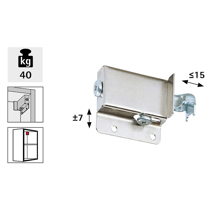 Hettich Nosači za ormar SAH 116  (Nosivost: 40 kg) | BAUHAUS