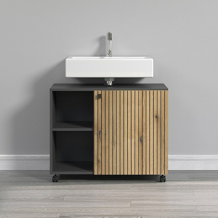 Trendteam Niklas Waschtischunterschrank (B x T x H: 80 x 42 x 64 cm, Evoke Eiche/Anthrazit, Strukturiert) | BAUHAUS