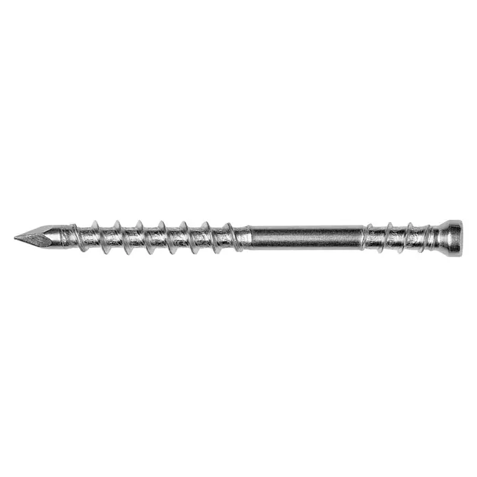 Fast Terrassenschraube - Ø x L: 4,8 x 60 mm, Edelstahl rostfrei A4, 1.000 Stk. - Silberne Metallschraube mit spitzer Spitze, grobem Gewinde und glattem Schaft.