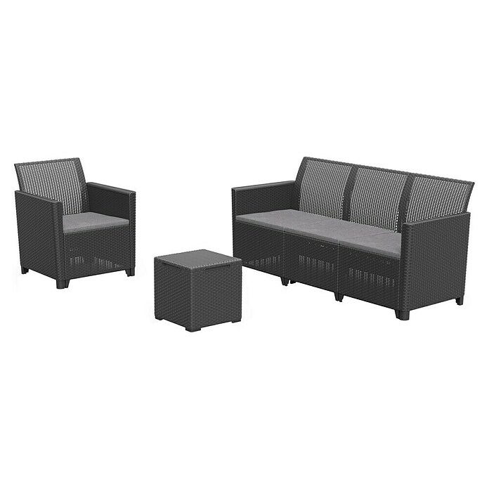 Keter Conjunto de muebles Marie (3 pzs., Polipropileno, Negro) | BAUHAUS