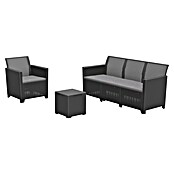 Keter Conjunto de muebles Marie (3 pzs., Polipropileno, Negro) | BAUHAUS