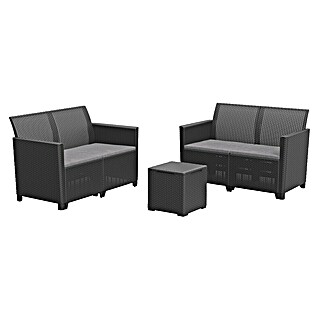 Keter Conjunto de muebles Marie (3 pzs., Polipropileno, Negro)
