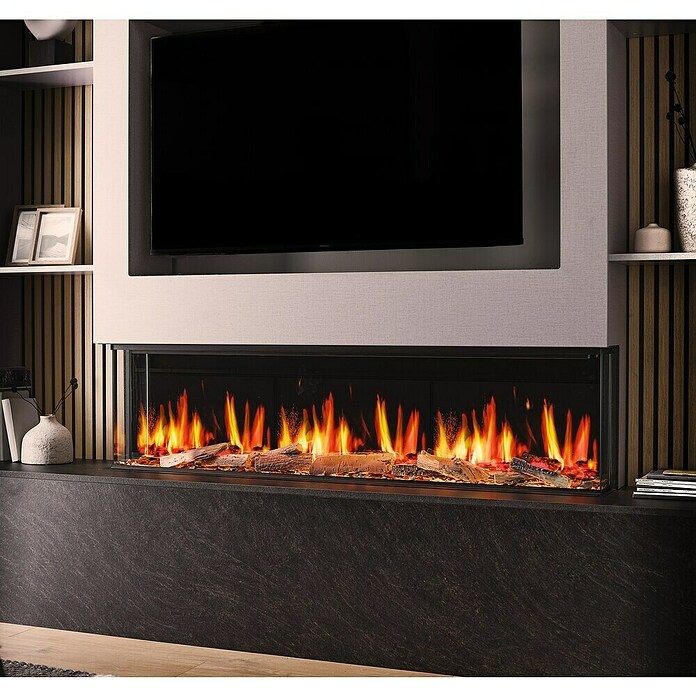 Focalpoint Chimenea eléctrica Ennolux LCD 59 (1.400 W, Gris/Negro, L x An x Al: 21,95 x 152,5 x 53 cm) | BAUHAUS