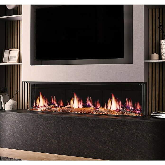 Focalpoint Chimenea eléctrica Ennolux LCD 59 (1.400 W, Gris/Negro, L x An x Al: 21,95 x 152,5 x 53 cm) | BAUHAUS
