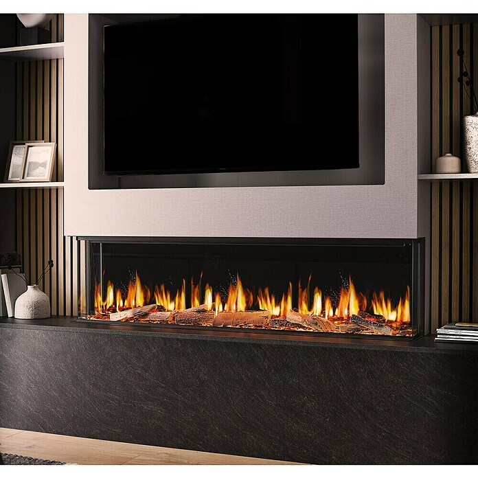 Focalpoint Chimenea eléctrica Ennolux LCD 59 (1.400 W, Gris/Negro, L x An x Al: 21,95 x 152,5 x 53 cm) | BAUHAUS