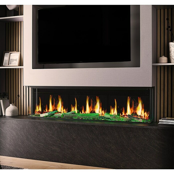 Focalpoint Chimenea eléctrica Ennolux LCD 59 (1.400 W, Gris/Negro, L x An x Al: 21,95 x 152,5 x 53 cm) | BAUHAUS