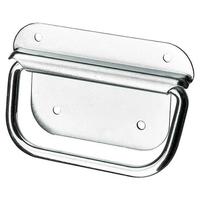 Hettich Einlass-Kistengriff - L x B x H: 97 x 55 x 8 mm, Stahl - Silberner Klappgriff für Koffer oder Boxen, robust und funktional für den einfachen Transport und die sichere Handhabung.