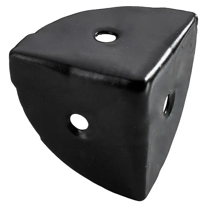 Hettich Kistenecke - L x B x H: 36 x 36 x 36 mm, Lackiert - Schwarzer Eckenschutz aus Kunststoff mit Löchern für Schrauben zur Befestigung an Ecken und Kanten.