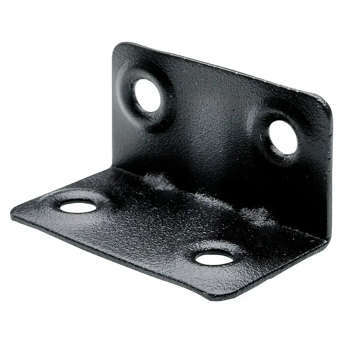 Hettich Winkelverbinder - L x B x H: 37 x 20 x 20 mm, Schwarz, 1 Stk. - Schwarzer Winkelverbinder aus Metall mit vier Löchern zur Befestigung. Er dient als robuste Eckverbindung.