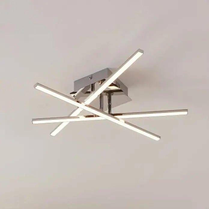Eglo LED-Deckenleuchte Lasana 1 - 18 W, L x B x H: 50 x 16 x 9,5 cm, Chrom, Warmweiß - Moderne LED-Deckenleuchte mit chromfarbener Halterung und strahlenförmig angeordneten, leuchtenden Elementen für ein helles Ambiente.