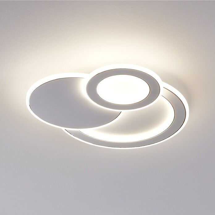 Eglo LED-Deckenleuchte Mentalurgia (11 W, L x B x H: 465 x 465 x 65 mm, Weiß/ Chrom, Lichtfarbe: Warmweiß) | BAUHAUS