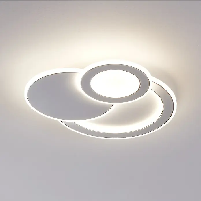 Eglo LED-Deckenleuchte Mentalurgia - 11 W, L x B x H: 465 x 465 x 65 mm, Weiß/ Chrom, Lichtfarbe: Warmweiß - Moderne Deckenleuchte mit kreisförmigem Design, die ein helles und gleichmäßiges Licht in den Raum wirft. Elegante Beleuchtung für jeden Raum.
