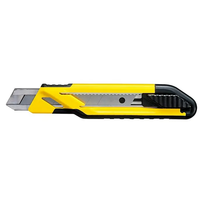 Stanley Cuttermesser Comfort Cut 18mm - Klingenbreite: 18 mm, Abbrechklinge - Gelbes Universalmesser mit einziehbarer Klinge für sicheres Schneiden in verschiedenen Anwendungen.