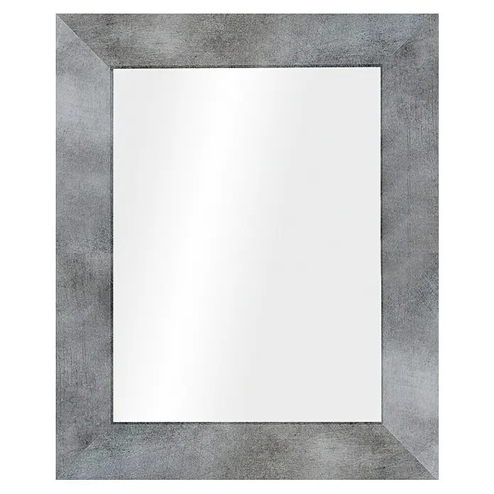 Rahmenspiegel Jyvaskyla - 60 x 86 cm, Beton, Holz - Rechteckiger Wandspiegel mit einem breiten, strukturierten Rahmen in Silber-Optik, der jedem Raum einen modernen Akzent verleiht.