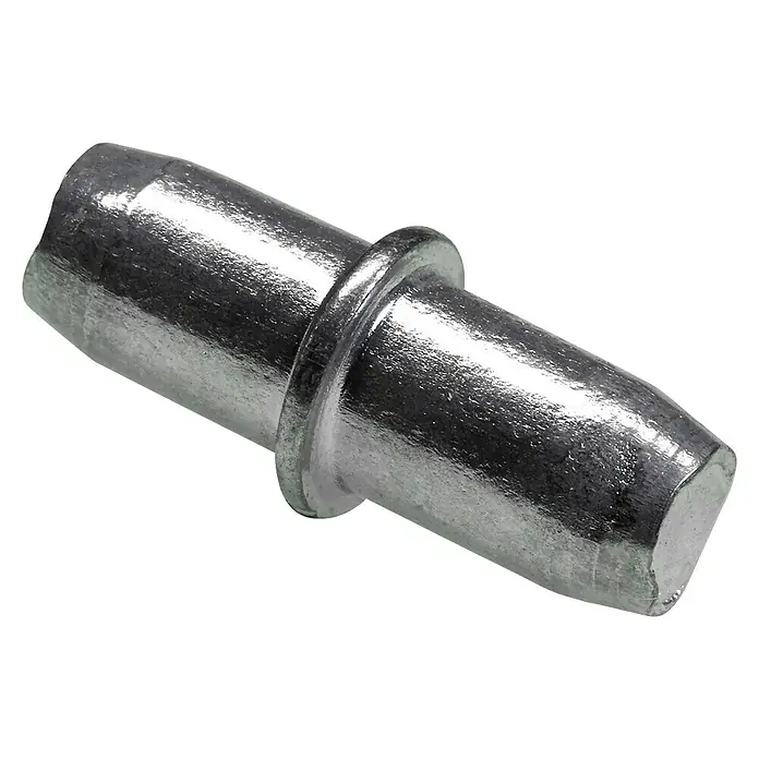 Hettich Steckbodenträger Duplo - Durchmesser: 5 mm, Silber, Stahl - Nahaufnahme eines metallischen Regalbodenträgers mit einem Ring in der Mitte, ideal für Möbelbefestigungen.