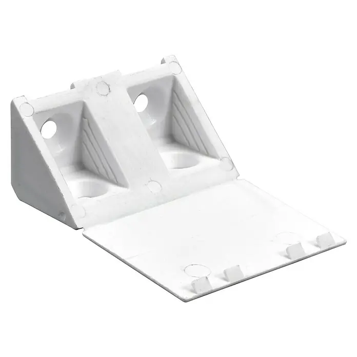 Hettich Eckverbinder - L x B x H: 20 x 43 x 20 mm, Kunststoff, Weiß, 1 Stk. - Weiße Kunststoffeckenwinkel zur sicheren Befestigung und zum Schutz von Möbeln und anderen Gegenständen. Robuste Konstruktion für zuverlässigen Halt.