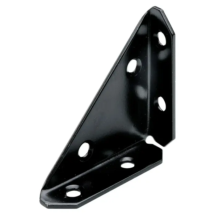 Hettich Eckverbinder - L x B x H: 70 x 50 x 50 mm, Schwarz - Schwarzer Winkelverbinder mit Löchern zur sicheren Befestigung von Holz, Regalen oder anderen Konstruktionen. Robust und vielseitig einsetzbar.