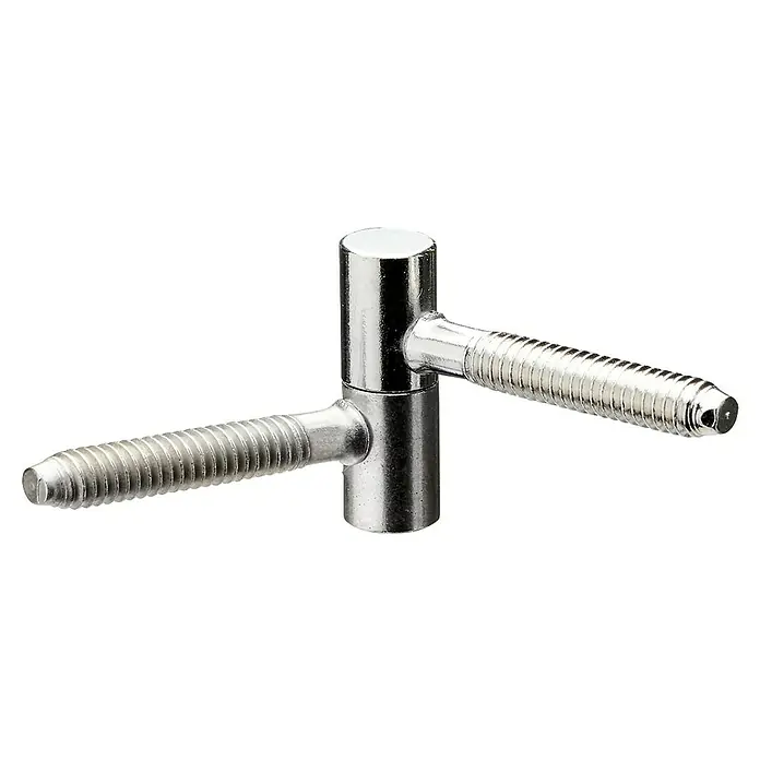 Hettich Einbohrband - Vernickelt, Geeignet für: Holzzargen, Ø x H: 8 x 28 mm - Ein T-förmiges Torband aus Metall mit Gewinde. Perfekt für robuste und langlebige Torlösungen.