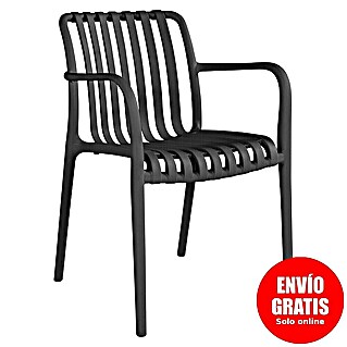 Sunfun Silla de jardín Calma (L x An x Al: 58 x 56 x 81 cm, Negro, Polipropileno)