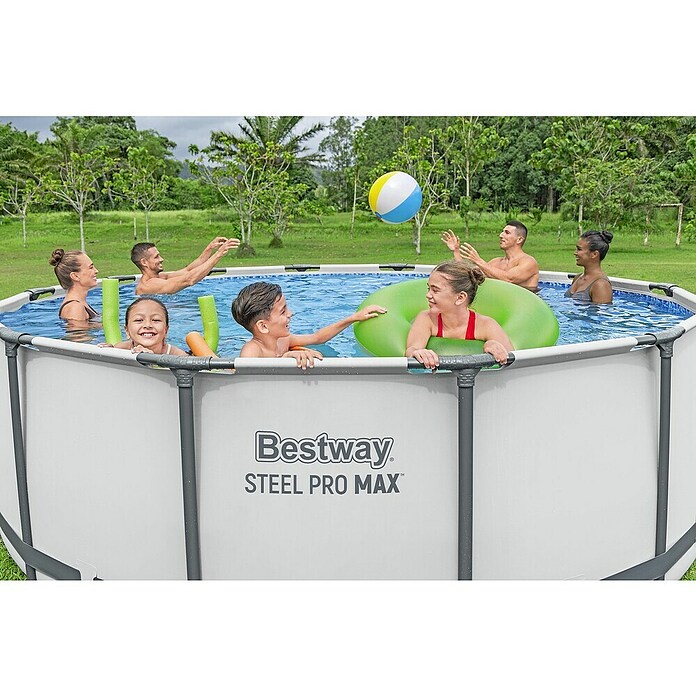 Bestway Bazen sa čeličnim okvirom Steel Pro MAX  (Ø x V: 396 x 122 cm, Siva, 12.690 l) | BAUHAUS
