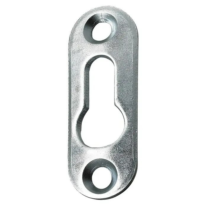 Hettich Träger - L x B x H: 42 x 15 x 2 mm - Silberfarbene Schlüssellochaufhängung aus Metall zur sicheren Befestigung von Bildern und Spiegeln.