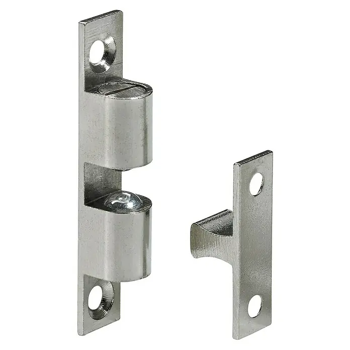Hettich Kugelschnapper - L x B x H: 11 x 11 x 60 mm, Messing, Vernickelt - Metallischer Kugelverschluss für Türen oder Möbel mit Schraubenlöchern zur einfachen Montage.