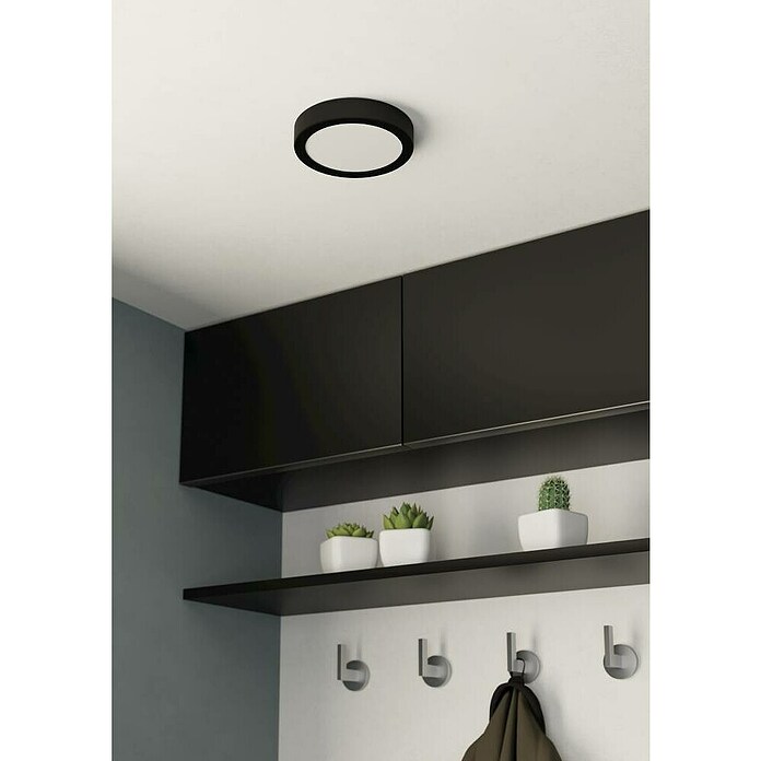 Eglo Fueva 5 LED-Deckenleuchte rund Fueva 5 (10,5 W, Ø x H: 16 x 2,8 cm, Schwarz, Neutralweiß) | BAUHAUS