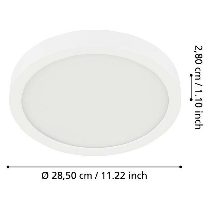 Eglo Fueva 5 Plafón LED redondo Fueva (Ø x Al: 28,5 x 2,8 cm, 20 W, Blanco, Blanco neutro) | BAUHAUS