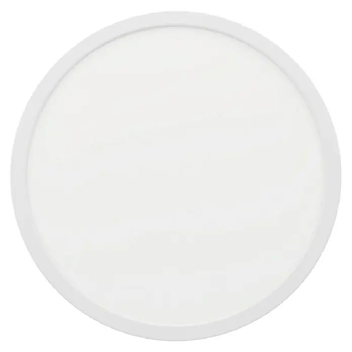 Eglo Fueva 5 LED-Deckenleuchte rund - Ø x H: 28,5 x 2,8 cm, 20 W, Weiß, Neutralweiß - Nahaufnahme einer runden, weißen LED-Deckenleuchte mit einem schlichten, modernen Design für eine gleichmäßige Ausleuchtung.