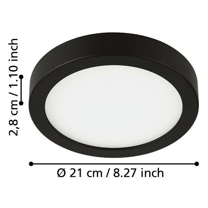 Eglo Fueva 5 LED-Wand- & Deckenleuchte rund (16,5 W, Ø x H: 21 x 2,8 cm, Schwarz, Neutralweiß) | BAUHAUS